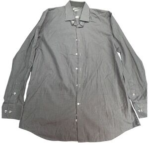 Perry Ellis check shirt Men's size 17 - 34/35‎ gray button-down long-sleeve